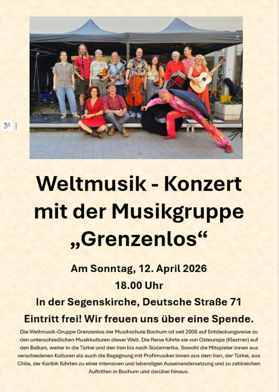 Weltmusik- Konzert am 12. April 2026